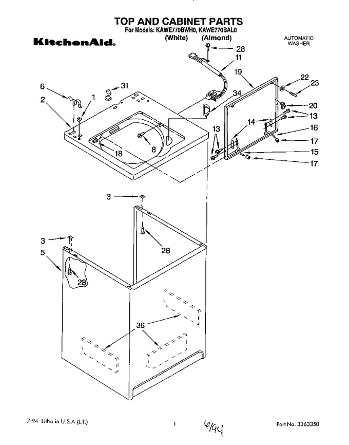 Diagram for KAWE770BAL0