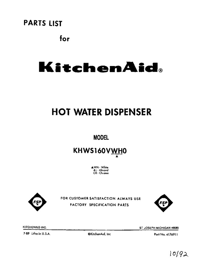 Diagram for KHWS160VWH0