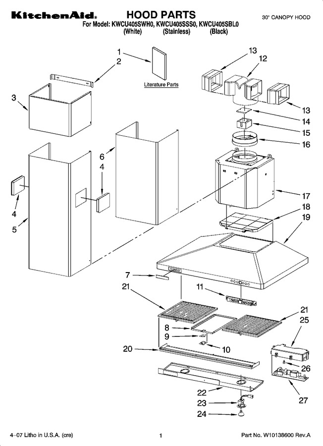 Diagram for KWCU405SWH0