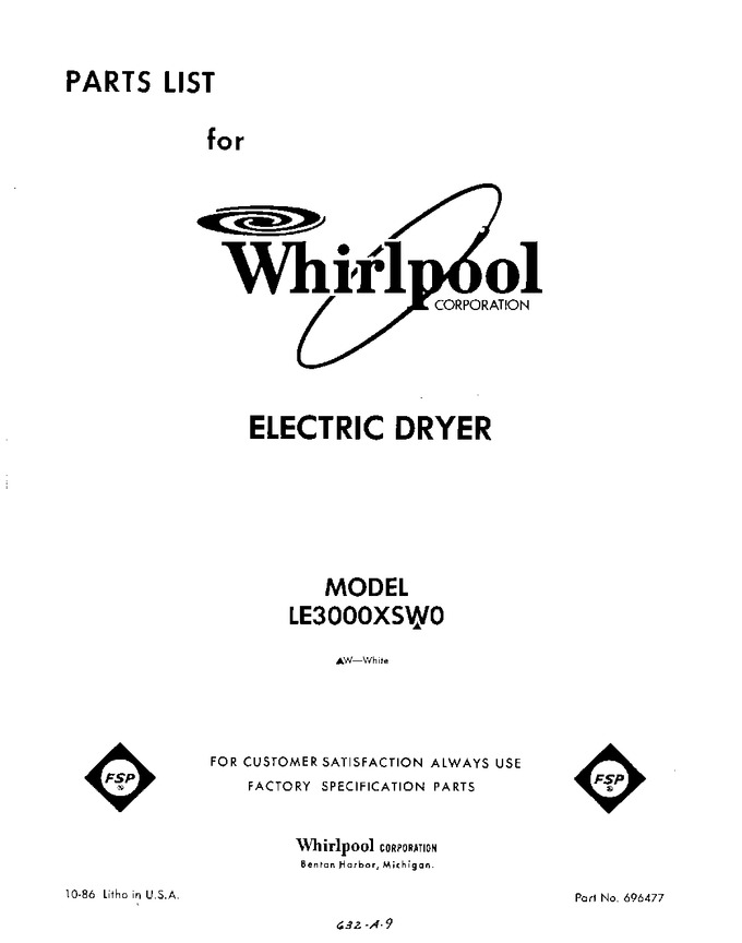 Diagram for LE3000XSW0