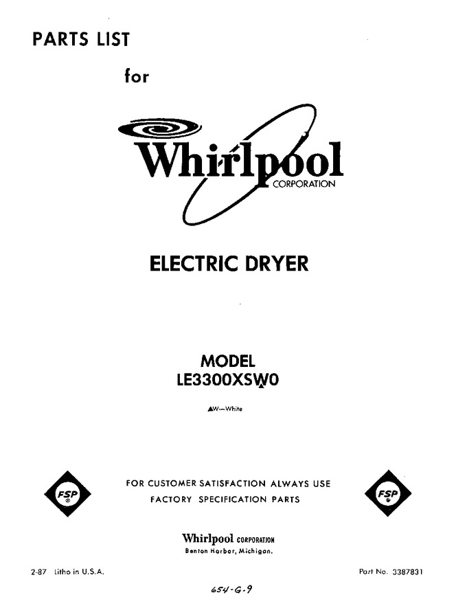 Diagram for LE3300XSW0