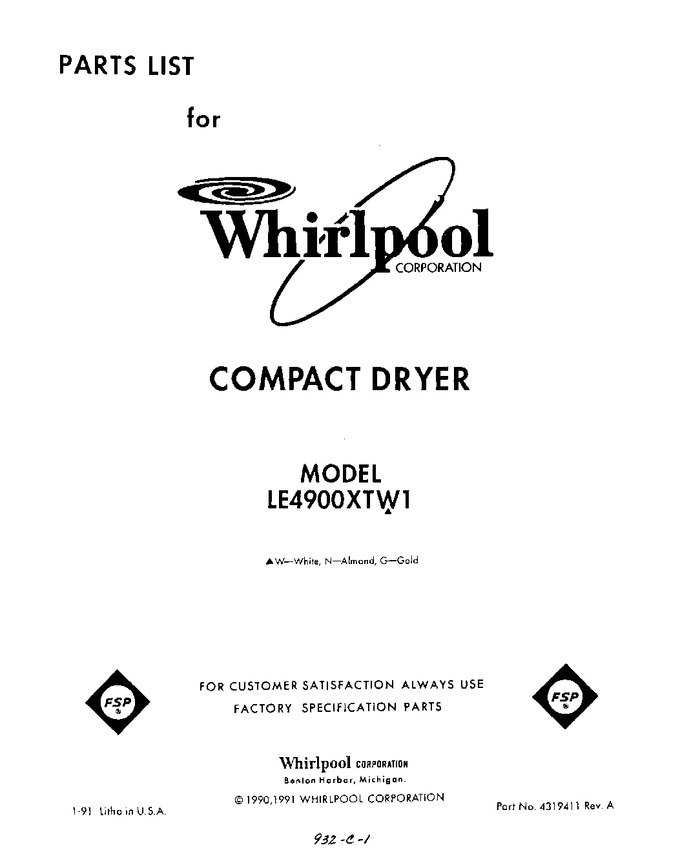 Diagram for LE4900XTW1
