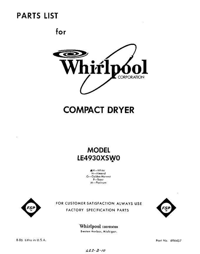 Diagram for LE4930XSW0