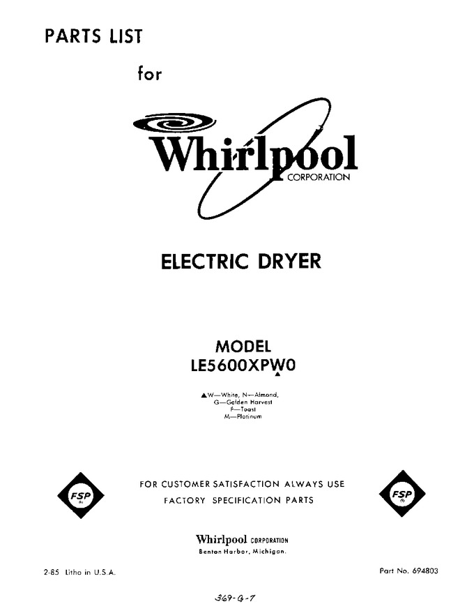 Diagram for LE5600XPW0