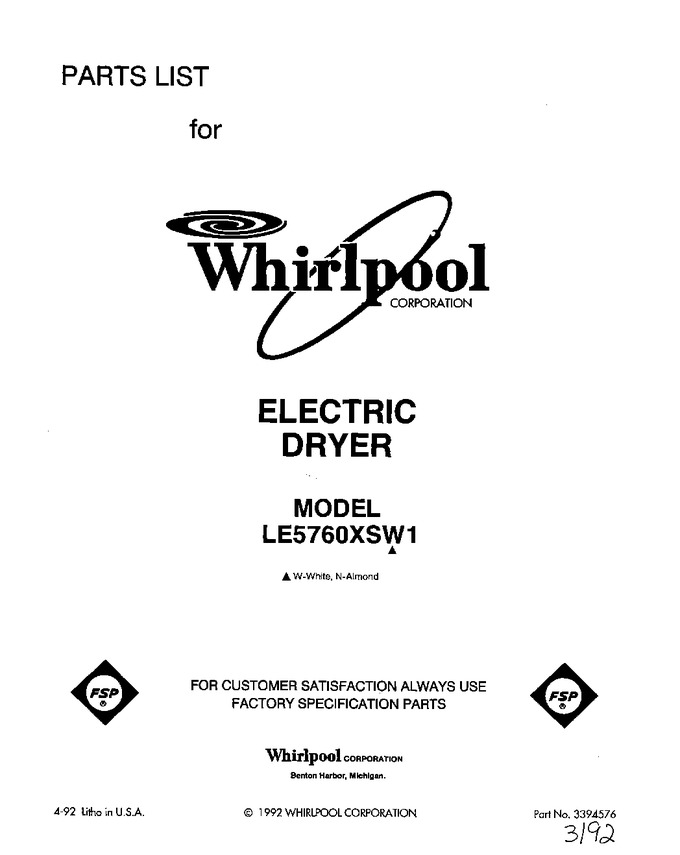 Diagram for LE5760XSW1