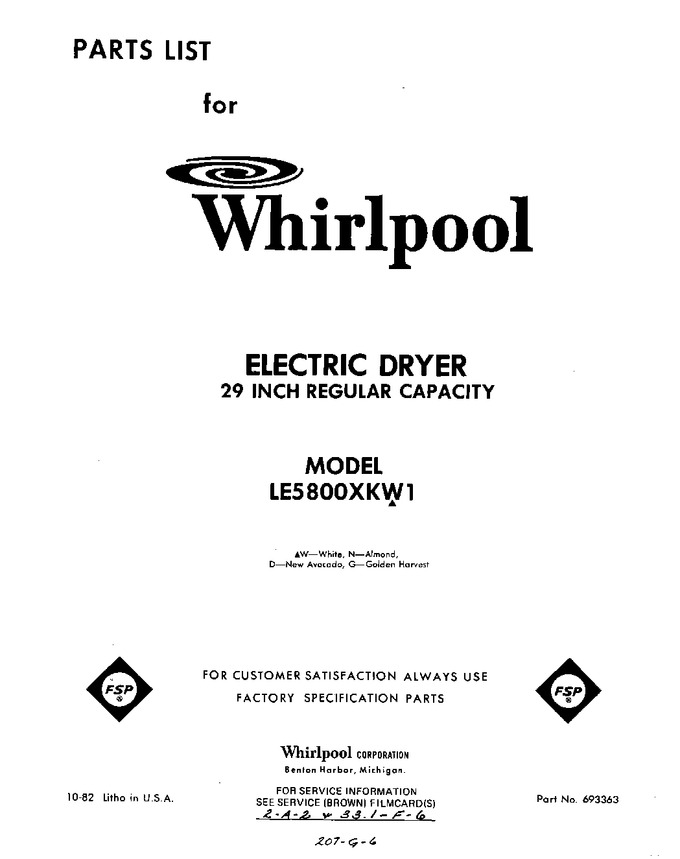 Diagram for LE5800XKW1