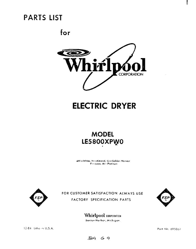 Diagram for LE5800XPW0