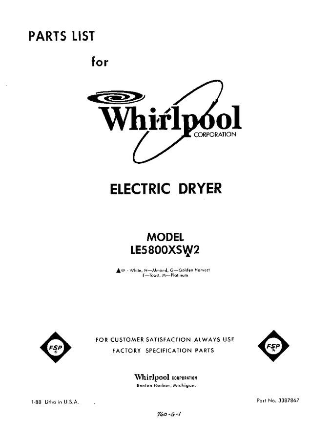 Diagram for LE5800XSW2