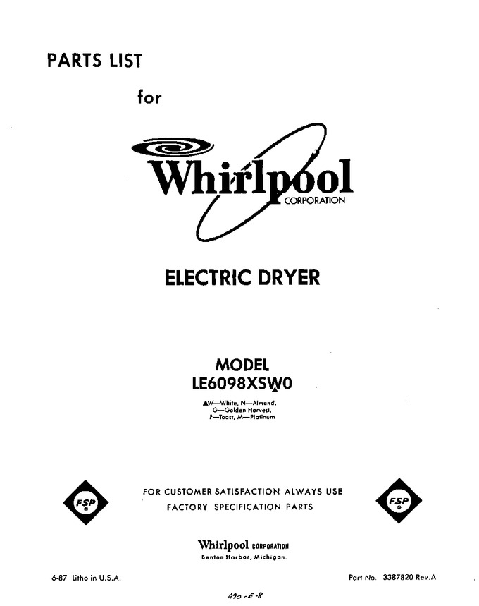 Diagram for LE6098XSW0