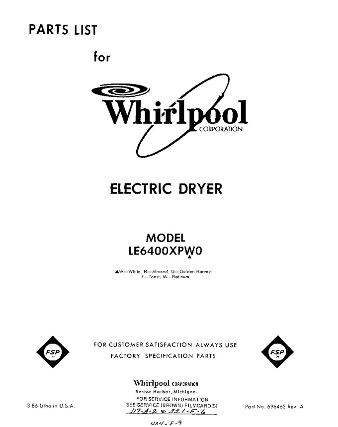 Diagram for LE6400XPW0