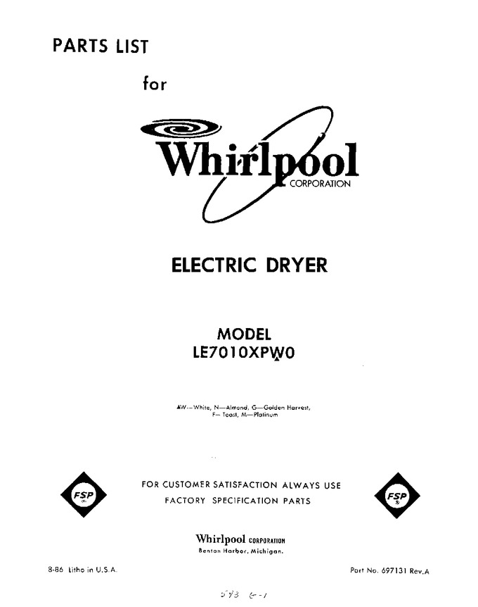 Diagram for LE7010XPW0