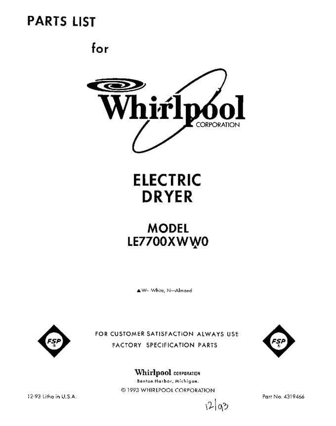 Diagram for LE7700XWW0