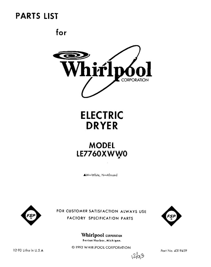 Diagram for LE7760XWN0