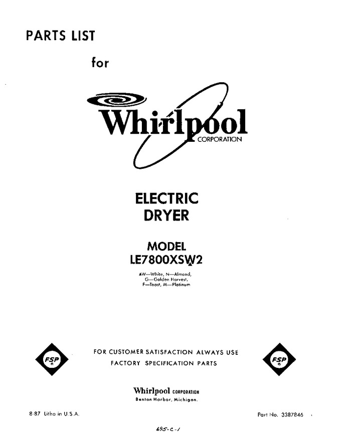 Diagram for LE7800XSW2