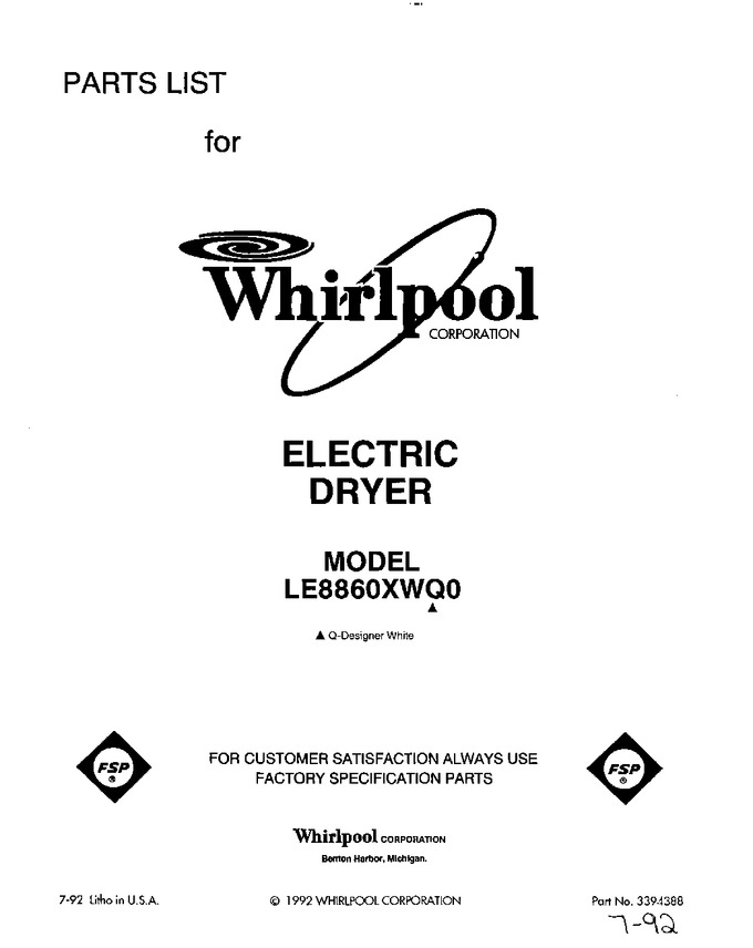 Diagram for LE8860XWQ0