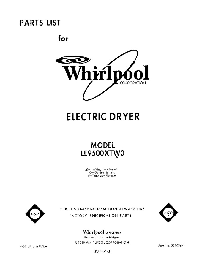 Diagram for LE9500XTW0