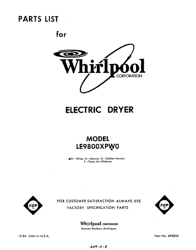 Diagram for LE9800XPW0