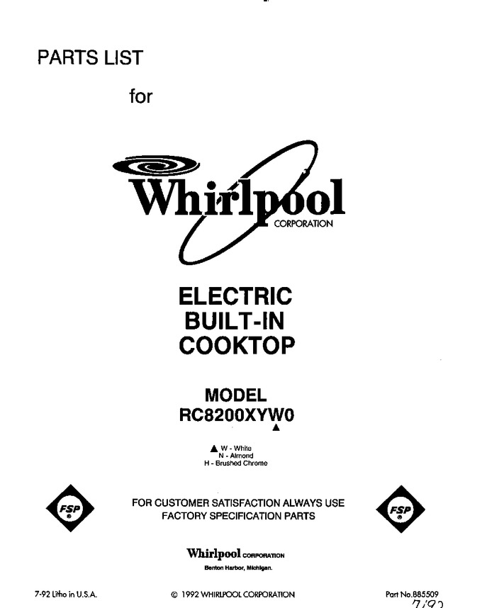 Diagram for RC8200XYW0