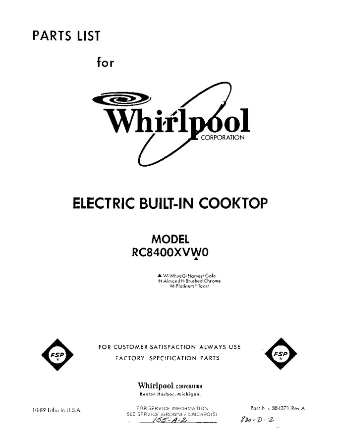 Diagram for RC8400XVM0