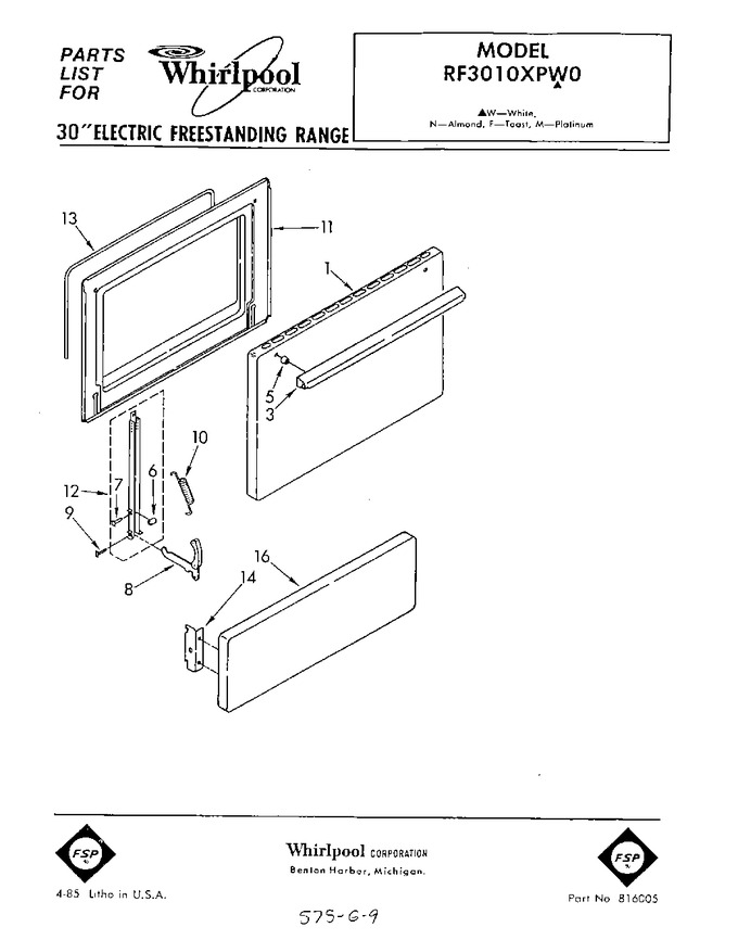 Diagram for RF3010XPW0