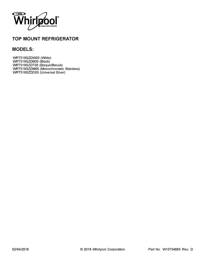 Diagram for WRT519SZDD00