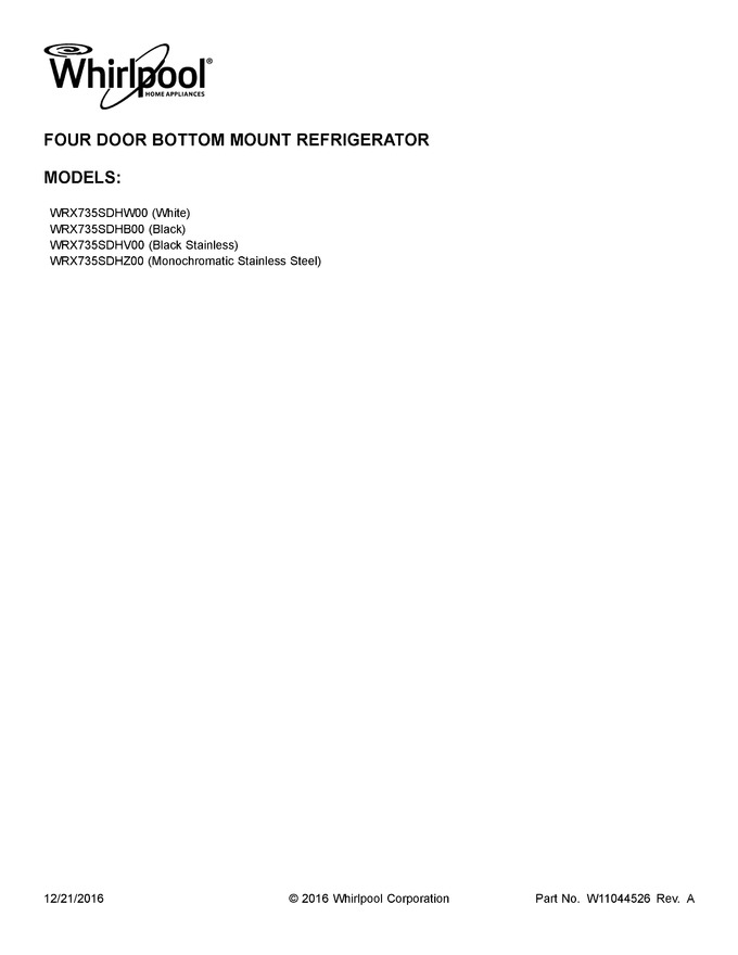 Diagram for WRX735SDHB00