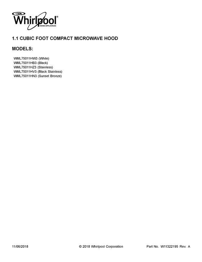 Diagram for WML75011HZ3