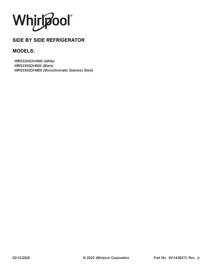 Diagram for WRS335SDHW00