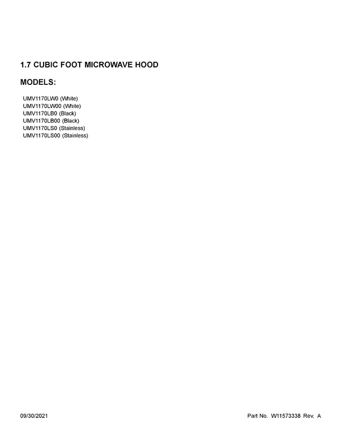 Diagram for UMV1170LW0