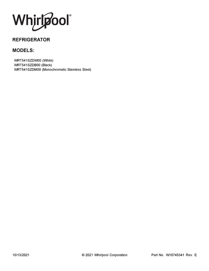 Diagram for WRT541SZDW00
