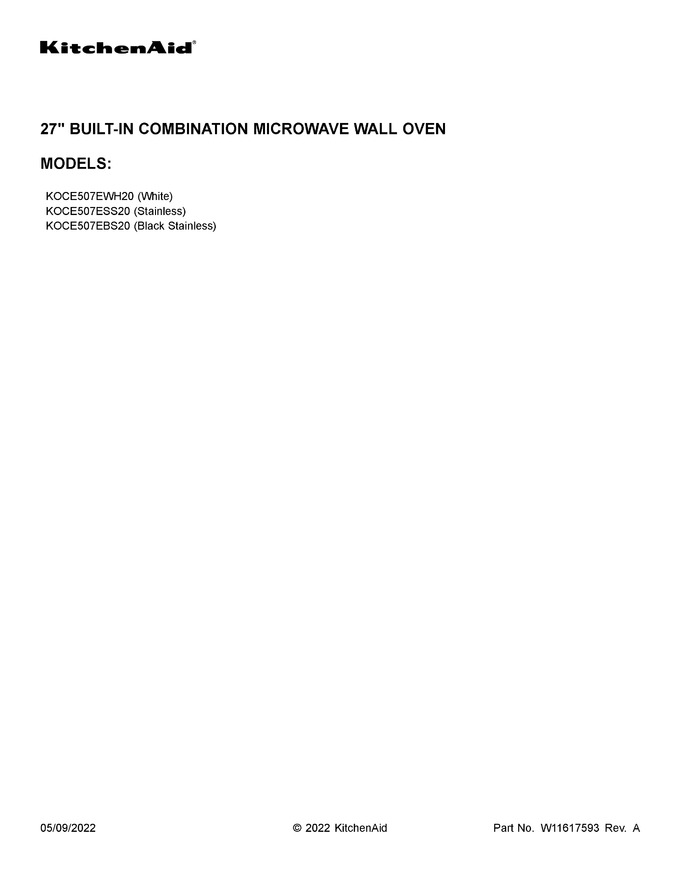 Diagram for KOCE507EWH20