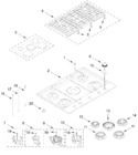 Diagram for Cooktop, Burner And Grate Parts