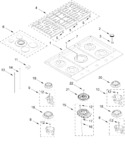 Diagram for Cooktop, Burner And Grate Parts
