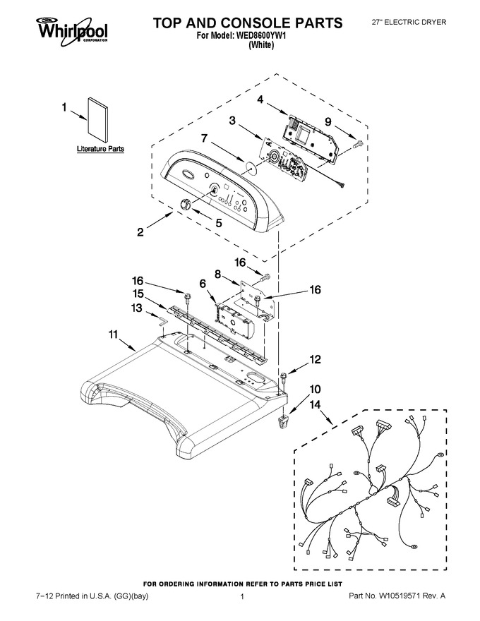 Diagram for WED8600YW1