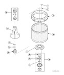 Diagram for Agitator, Fabric Softener Dispenser, Drive Bell, Hub and lip seal kit and washtub